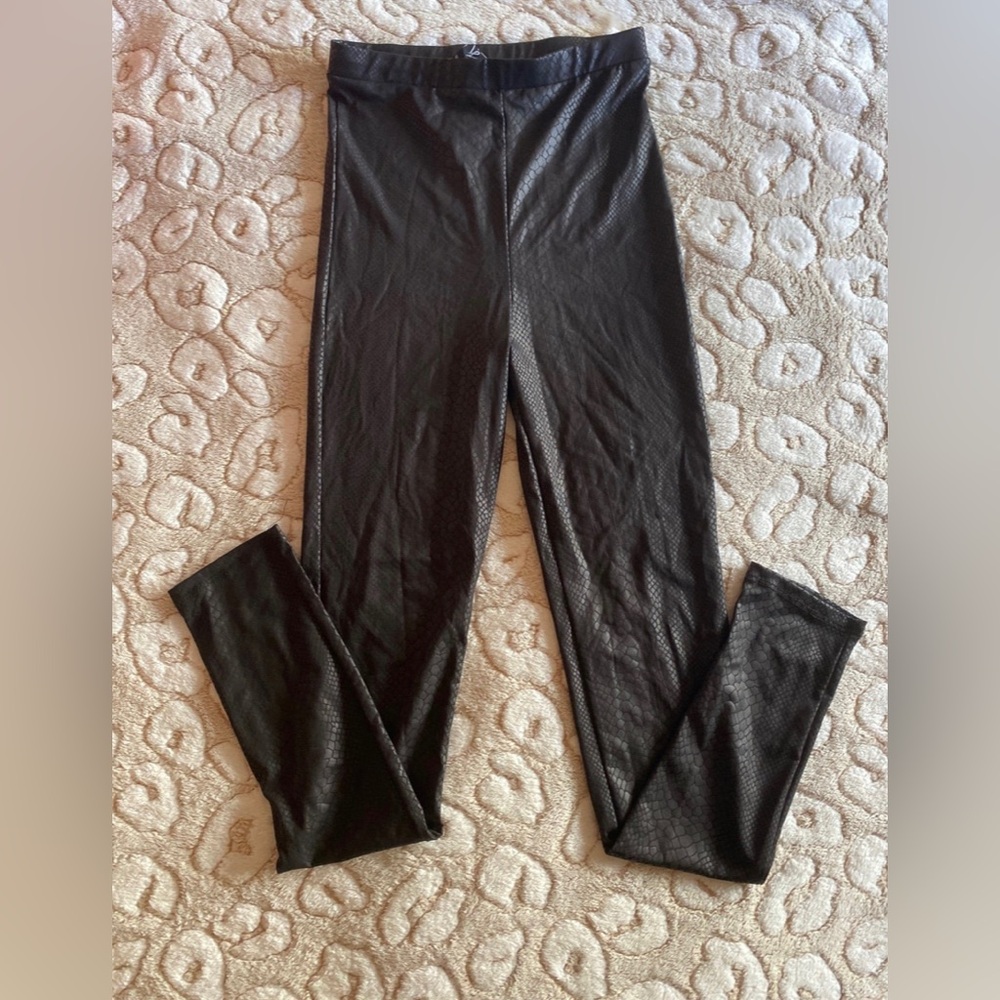 Black Faux-Snakeskin Leggings